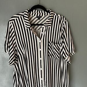 Torrid Black and White Striped Blouse